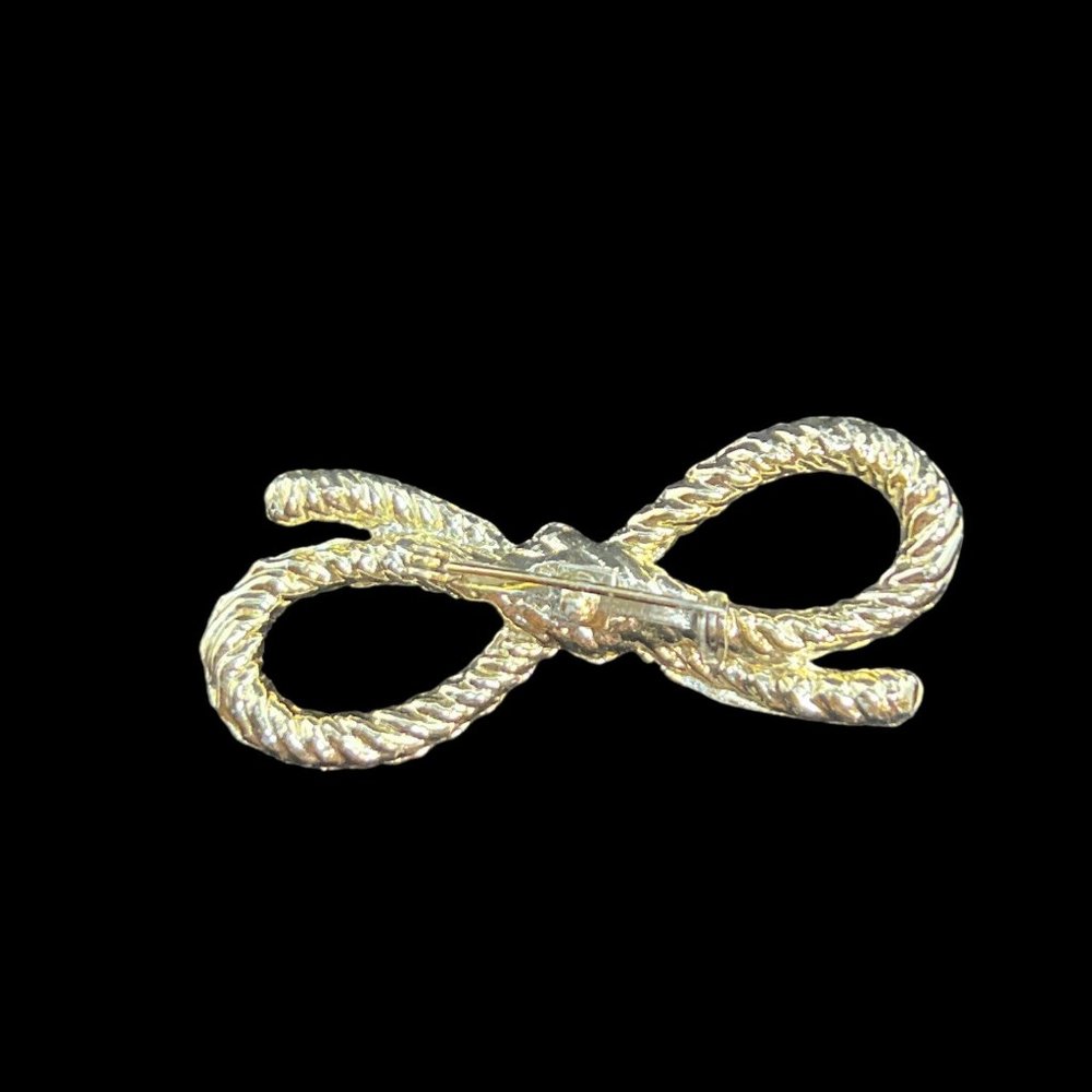 Gold Tone Rope Bow Brooch - Picture 5 of 5